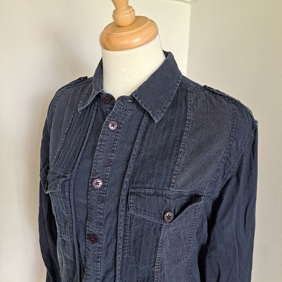 Armani Exchange | Navy blue casual button up collared women's shirt - Picture 7 of 12